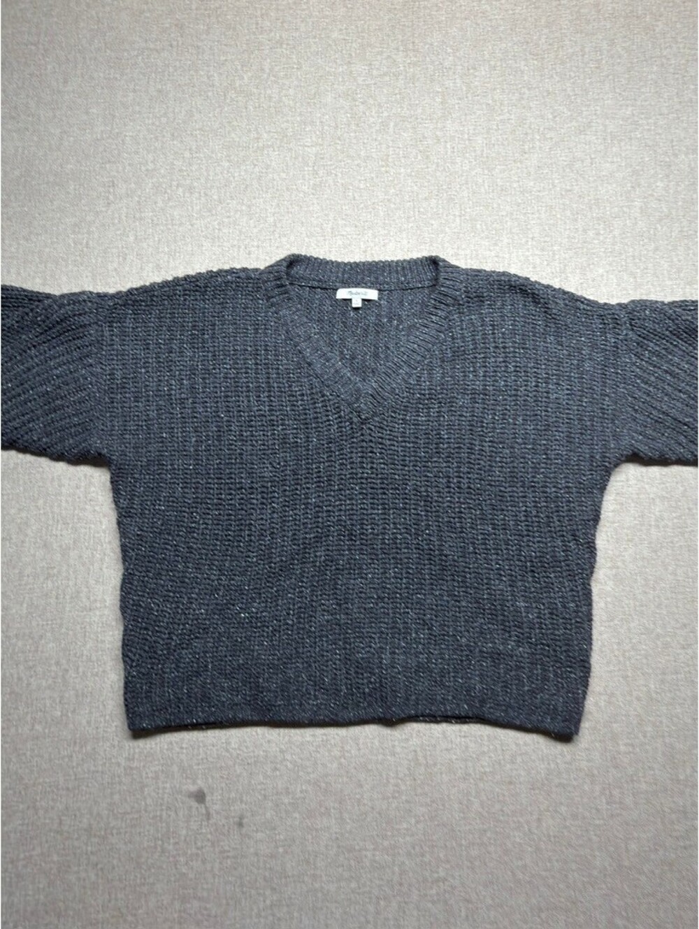 Madewell Charcoal Grey Chunky V-Neck Knit Sweater Small #G9922